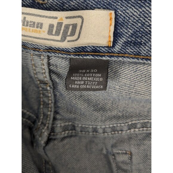 Urban Pipeline Wide Straight Leg Mens 38x27 Baggy Denim Jeans Y2K Blue Med Wash - Picture 6 of 7